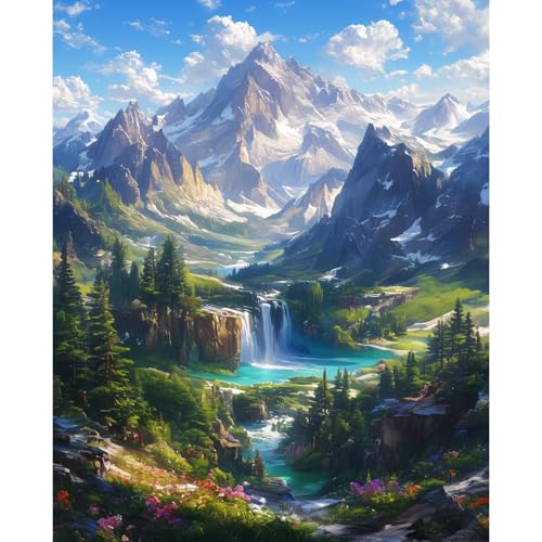 Landscape Paint by Numbers Kit for Adults Beginner Mountain Oil P...