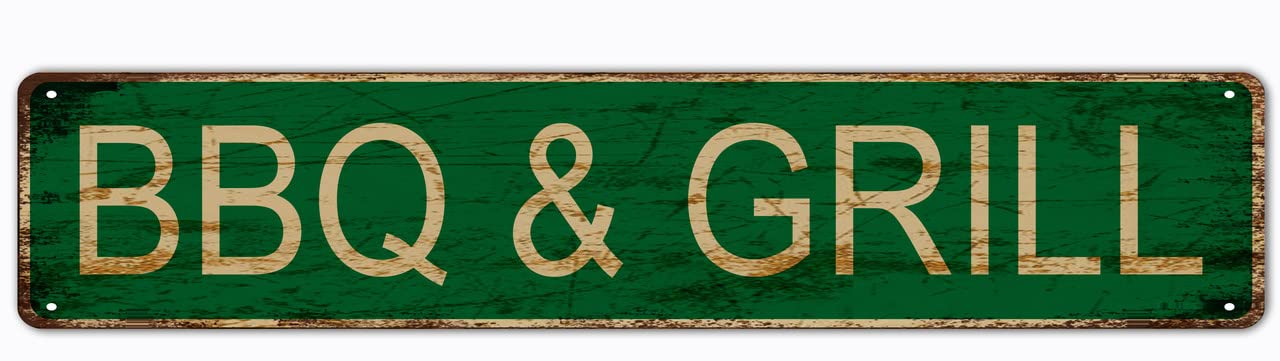 Jkfcbftp A1257 Bbq & Grill Aluminum Metal Plaque Rustic Tin Sign Retro Wall Decor 4X16 Inch