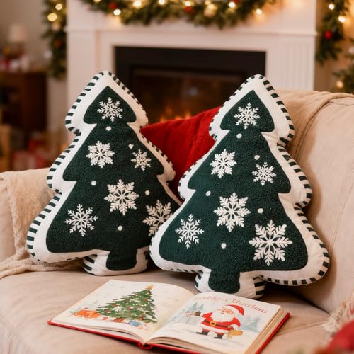 Lanpn Christmas Tree Pillows Set of 2, Christmas Decoration Winter