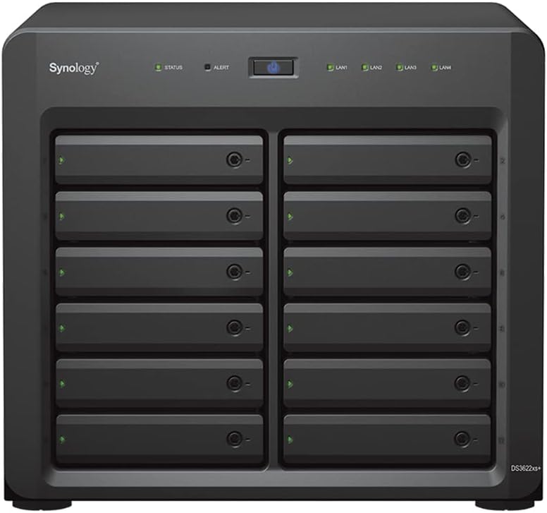 DiskStation DS3622xs+ NAS Server with Xeon 2.2GHz CPU, 48GB Memory, 216TB HDD Storage, 2 x 10GbE LAN Ports, DSM Operating System