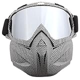 SPOSUNE Motorcycle Goggles Detachable Face Mask, ATV Dirt Bike Paintball Goggle Anti-Scratch UV400 Eyewear for Men Women