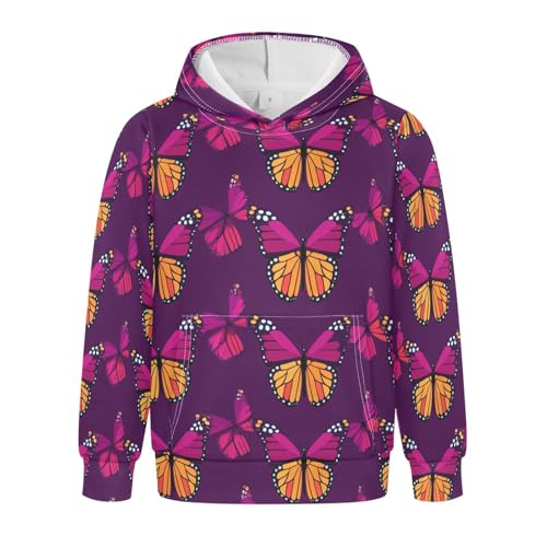 Monarch Butterfly Kids Boys Girls Sweatshirts Sweater Long Sleeve Pullover Hoodies Kangaroo Pocket
