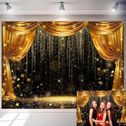 Fondo Fotográfico Negro y Dorado 7x5ft Para Eventos miniatura 1