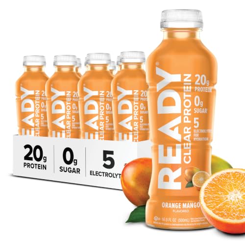 Ready Cleat Protein Water, Orange Mango, 20g Whey Protein Isolate, 12 Pack