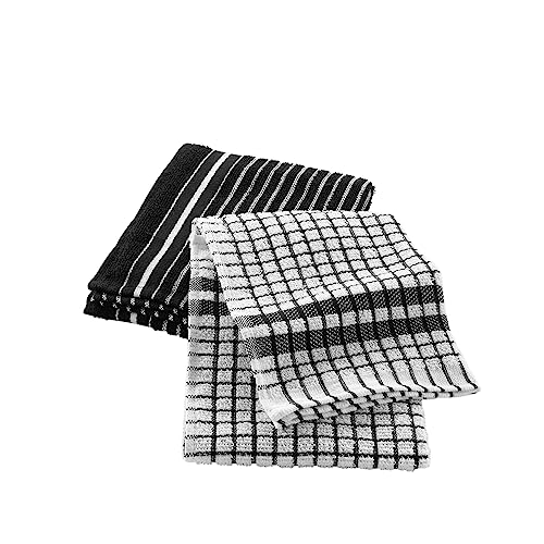 Douceur d'Intérieur, 2 Torchons (50 x 70 cm) Classico Noir, Eponge Mineur