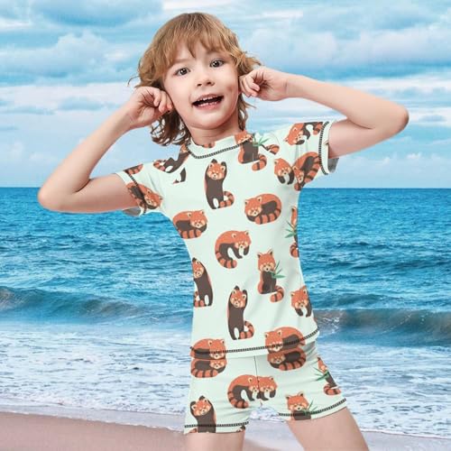 Cute Red PandasChildren's Swimsuits Boys Two Piece Suit10-12Y（150cm）3