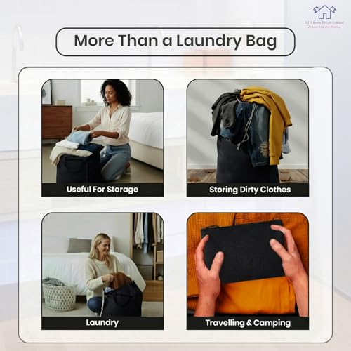 LFH Home Large Premium 1pack Cotton Rich Canvas Laundry Bag with Drawstring and Handles Heavy Duty, Multi-Use, and Washable for Home, Travel, College or Storage 28x36-Black by LFH Home Private Limited - Used condition - Image 6