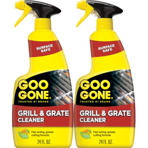Goo Gone Grill and Grate Cleaner Spray (2 Pack) Cleans and Degreases BBQ Cooking Grates and Racks, Pellet and Electric Smokers- 24 Ounce