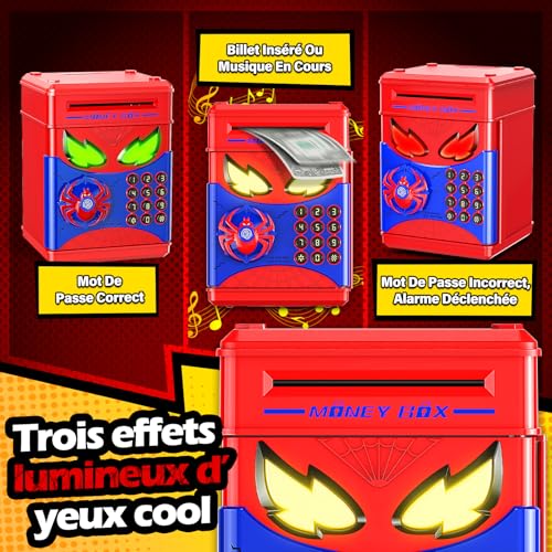 Tirelire coffre fort enfant avec boite à code et empreinte virtuelle