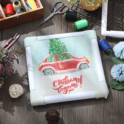 4 Pieces Square Embroidery Hoop Snap Embroidery Frame Cross Stitch Frames and Hoops for Embroidery, DIY Sewing Tools, 8 x 8, 11 x 11, 11 x 17, 17 x 17 Inch, White