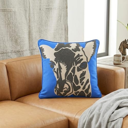 Image of SAJAVAT HOME Cotton Animal Print Cushion Cover 16x16 Inches | Decorative Sofa Pillow Cover for Bed, Couch & Chair | Cobalt Blue All-Season Cushion Cover (Pack of 1)