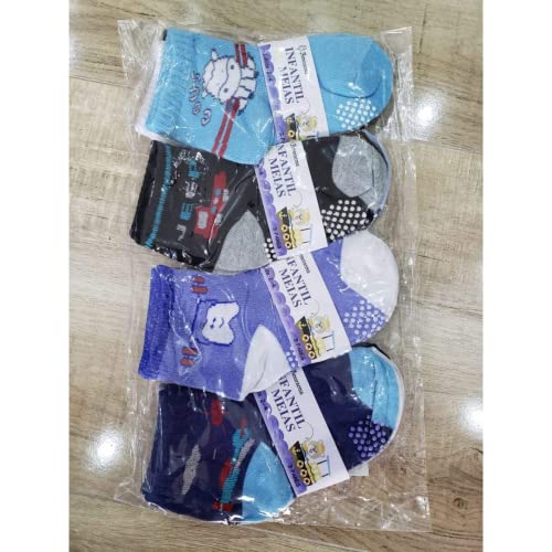 kit 12 pares de meia meninos cores variadas anti derrapante aprender a andar de 6 a 12 meses