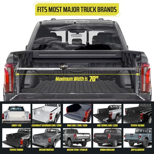Image of DC Cargo Mall Adjustable Cargo Bar for Pickup Truck Bed - 40 inch-70 inch Truck Bed Divider, Heavy-Duty Cargo Stabilizer for Tundra, Ram 1500 & More