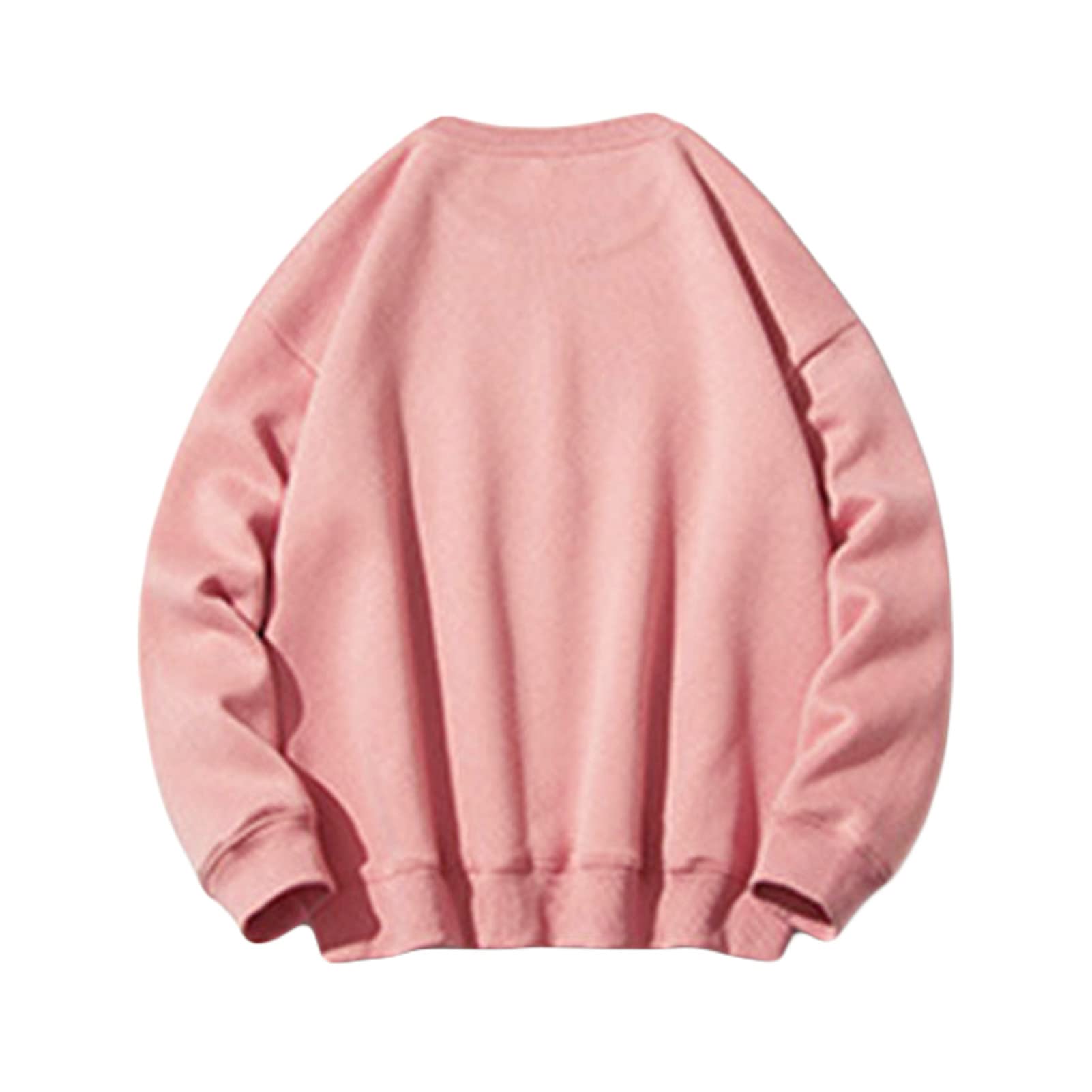 Maiyifu-GJ Mens Loose Fit Crewneck Athletic Sweatshirt Long Sleeves Lightweight Workout Pullover Solid Color Sport ShirtsTop (Pink,3X-Large)