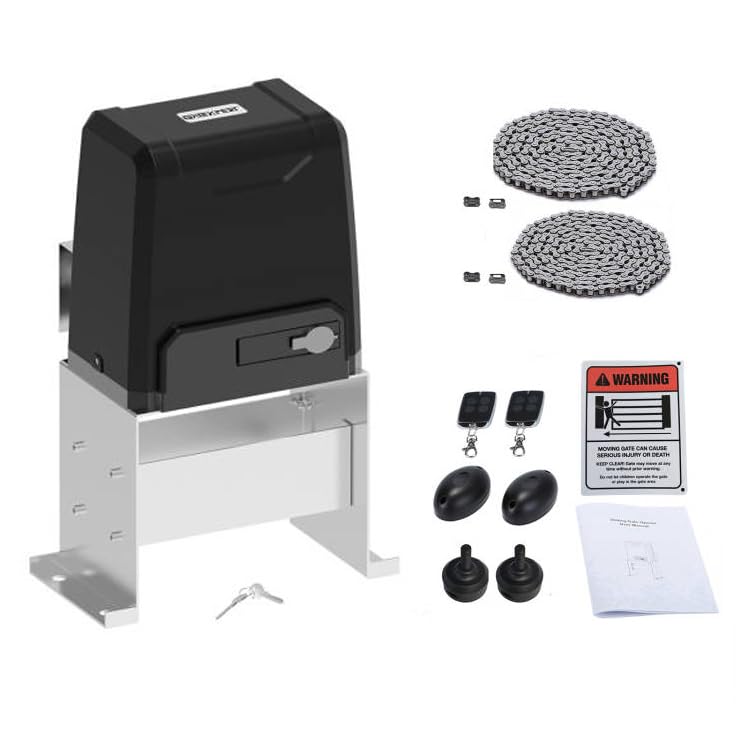 GATEXPERTSliding Automatic Gate Opener Kit - Driveway Security Door Operator Hardware Kit with Two Remotes Control and Infrared Photocell Sensor for Sliding Gates up to 2200lb and 40ft Long (GT2200)