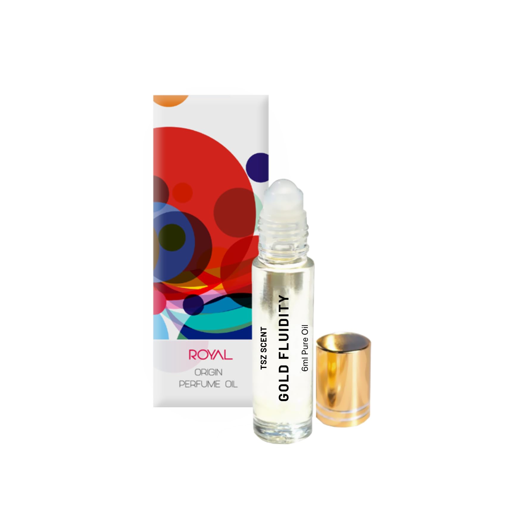 Gold Fluidity - Unisex Perfume Oil Roll-On, 6ml - Vanilla Amber Woody Essence - Impression of Gentle Fluidity Gold