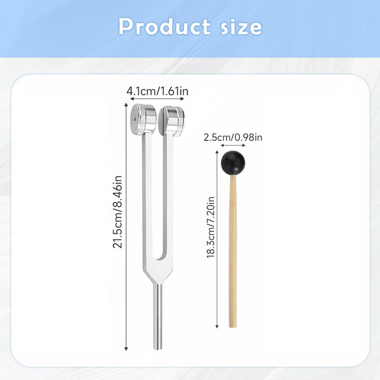 128Hz Tuning Fork for Healing Set including Silicone Hammer Aluminum Alloy Tuning Fork for Pain Relief Sound Healing - Image 2
