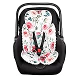 CARUILI Infant Car Seat Head Body Support Pillow, Newborn Car Seat Insert for Girls, Soft & Adjustab