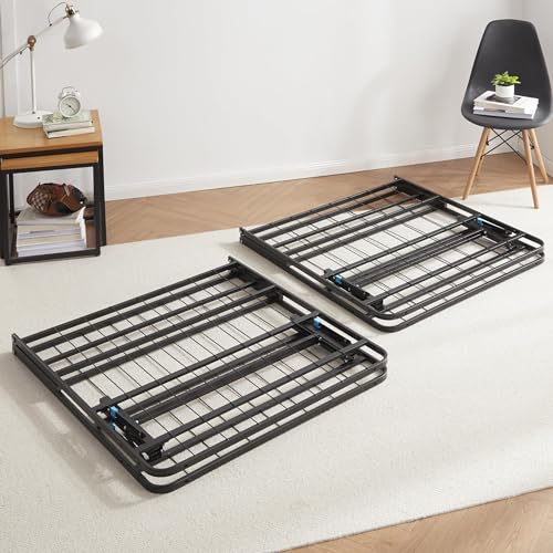 Image of Nestl Foldable King Size Bed Frame, Platform Bed, Steel, Easy Tool Free Assembly, 14 Inches High, King, Black