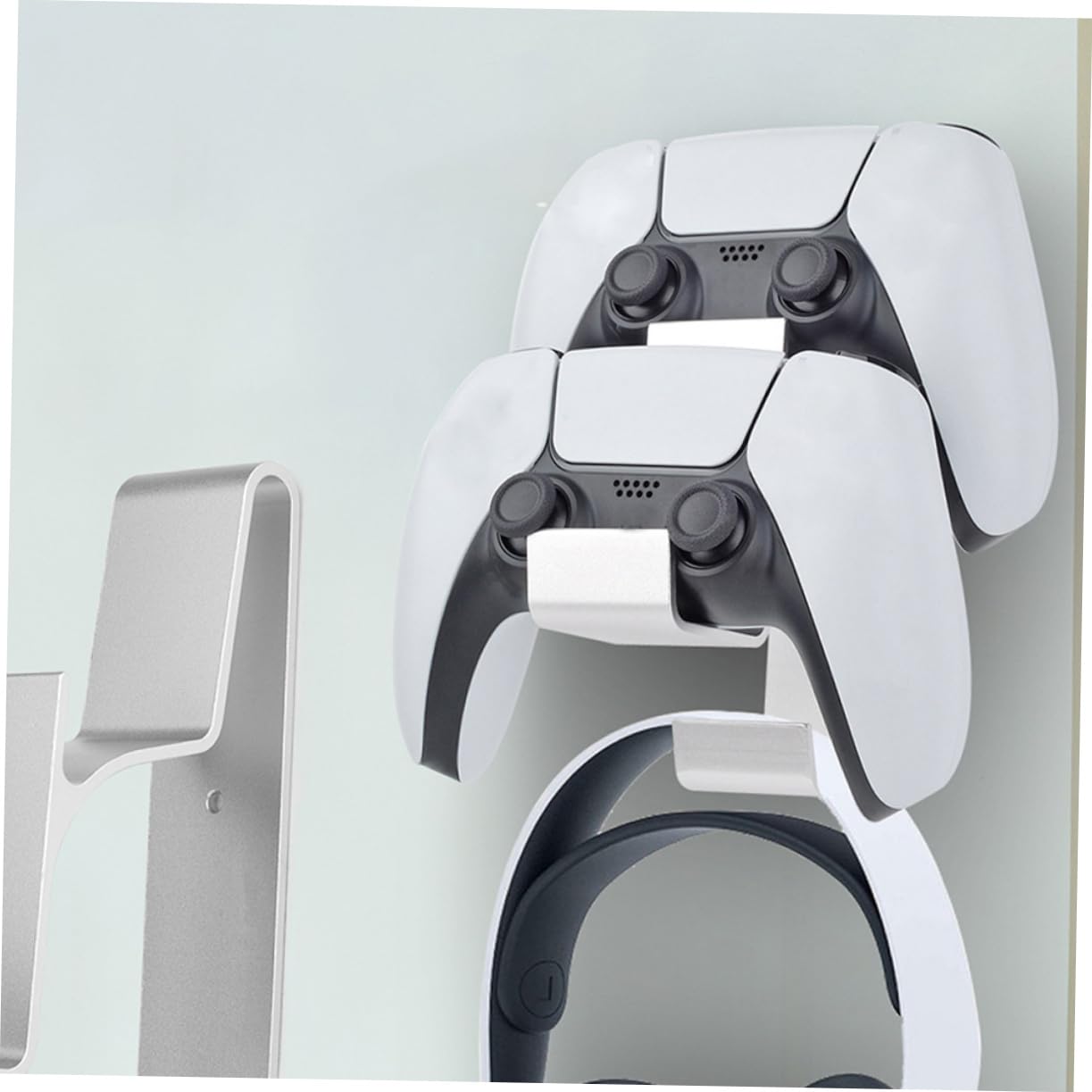 Cabilock Supporto per Gamepad e Cuffie da Gaming da Parete, Lega di Alluminio, Base Stabile, Argento, per Ufficio e Dormitorio