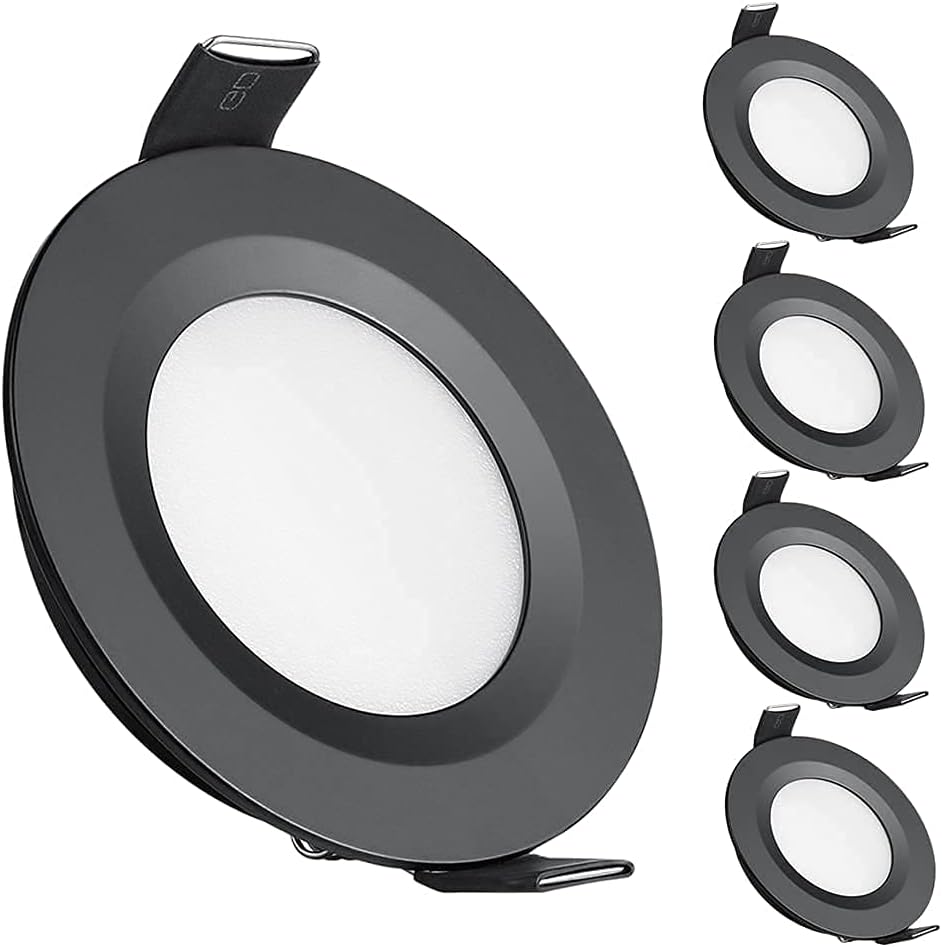 acegoo 4 x 12V LED Recessed Ceiling Lights Campervan Dimmable Downlights for Motorhome Boat Van Caravan Yacht Bathroom, Full Aluminum Round Puck Lights (Black, Warm White 3200K)