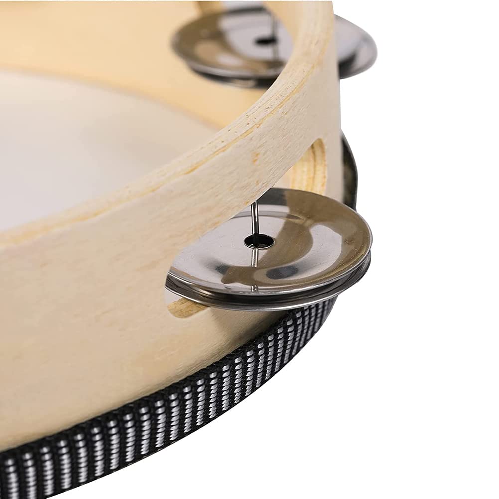 Tambourine Wooden Hand Drum, Drum Instrument for Party Dance & Song Accompaniment, 8 Inches, Natural wood - Image 4