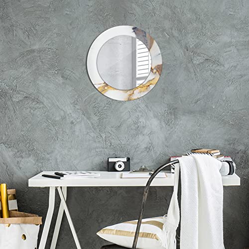 Miroir mural rond Ø50 cm effet marbre blanc pour maquillage - 7
