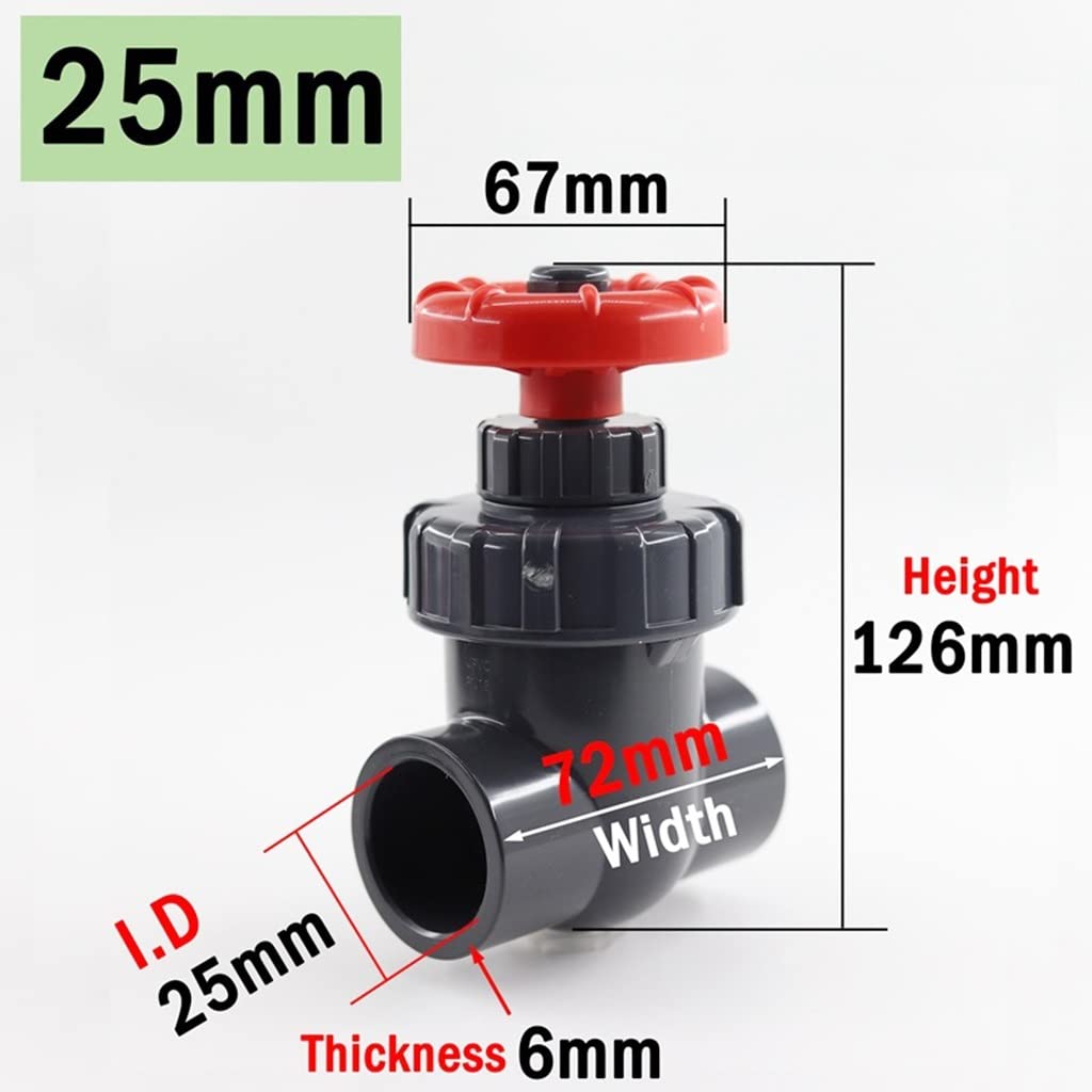 Valvola a sfera per acqua, Valvola a saracinesca in PVC da 1 pezzo, for valvole a saracinesca in PVC con controllo di flusso di precisione 20/25/32/40/50/63mm (dimensioni : 25mm) (Size : 25mm)