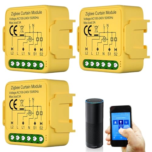 Tuya - Set di 3 moduli di interruttore per tapparella WiFi intelligente 2,4 GHz Alexa Smart Comando per app Timer per motore tapparelle funziona con Alexa/Google Home