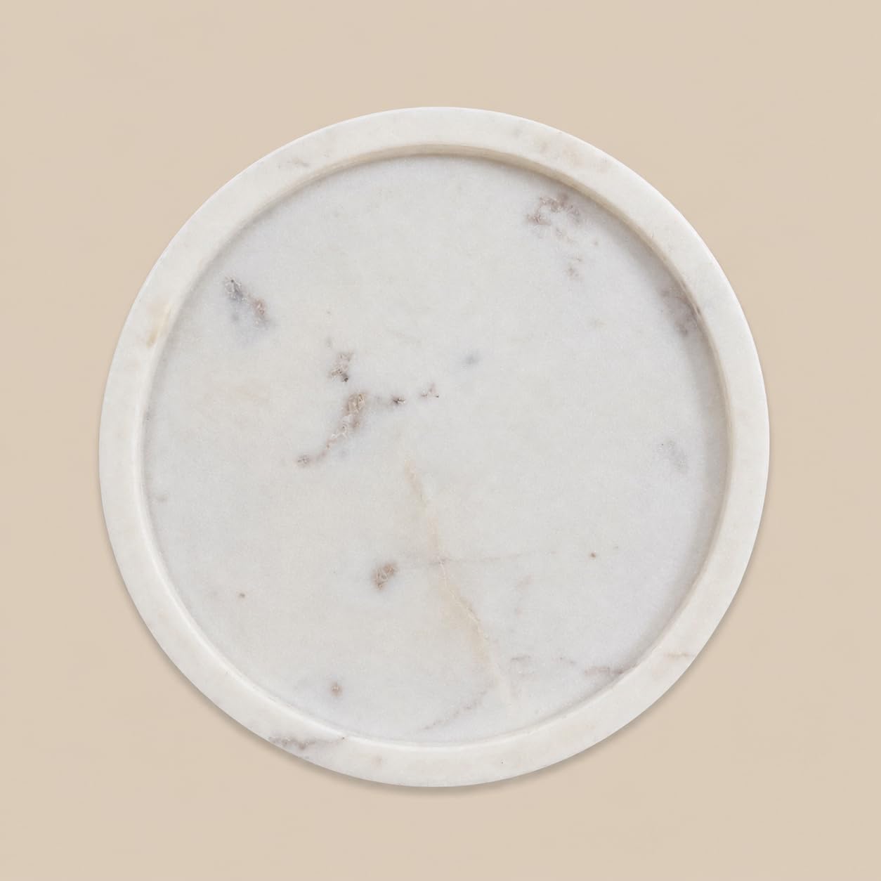 Round White Marble Tray, Solid Natural Stone Organizer Plate for Bathroom Counter, Vanity, Kitchen & Décor-image-39