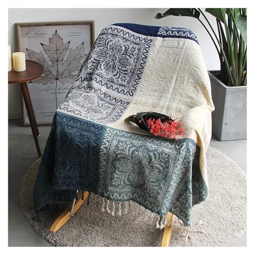 Plaid de canapé chic en tricot solide finition pompons rétro