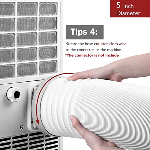 Image of TURBRO Portable Air Conditioner Exhaust Hose, 5 inch Diameter, 78 inch Length | for Portable AC Units, Anti-Clockwise Thread, Sturdy, No-odor PP Construction