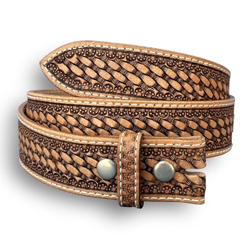 DANIEL'S ARTPLANET Western Leather Belt Strap for Men Handmade Cowboy Full Grain One Piece Leather Engraved Tooled 1.5”