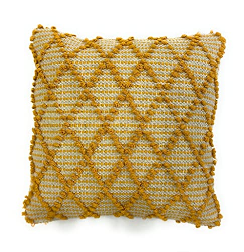 Image of TIB Premium Boho Decorative Throw Cushion Covers, 16 x 16 cm, Set of 2, Cotton. (Lines Beige)
