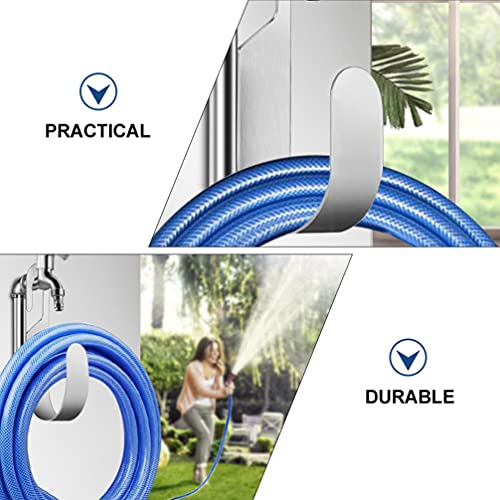 Hemoton Garden Hose Hanger Stainless Steel Garden Hose Hook Holder Heavy Duty Wall Mount Hose Bracket Water Hose Holders for Outside - Image 4