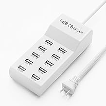 10-Port USB Charger Block - 50W10A Multi USB Charging Station for iPhone/iPad/Samsung Galaxy Note Tablet Android Smartphone(White)