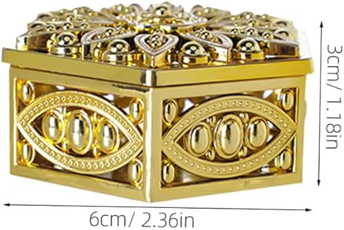 Miniatura 8 de Garneck 12 cajas de dulces hexagonales huecas clásicas doradas hexagonales caladas, caja de plástico para baratijas, cajas de regalo pequeñas
