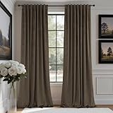 Brown Velvet Curtains 84 Inch Long for Bedroom Luxury Earthy Home Decor Thermal Insulated Light Blocking Dark Chocolate Brown Drape for Living Room Darkening 52x84 Floor Length 2 Panel Back Tab Pocket