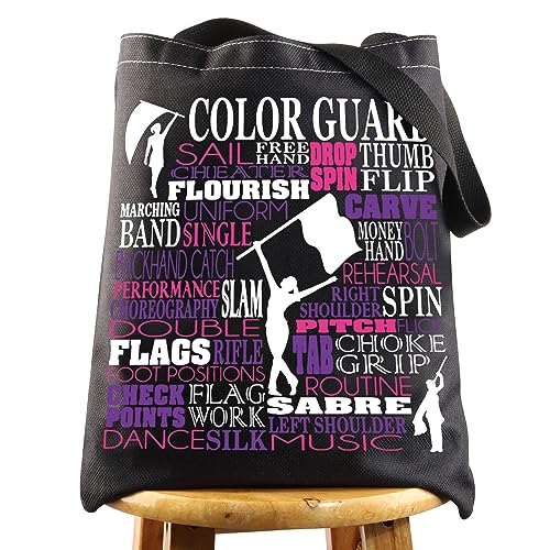 LEVLO Color Guard Canvas Tote Bag Color Guard Team Gift Flag Shoulder Bag Colorguard Appreciation Gift