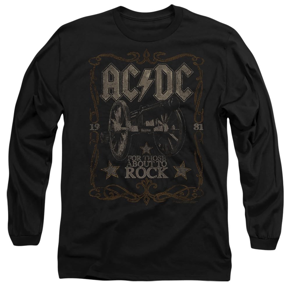 ACDC Rock Label Mens Long Sleeve T Shirt, Black, XX-Large