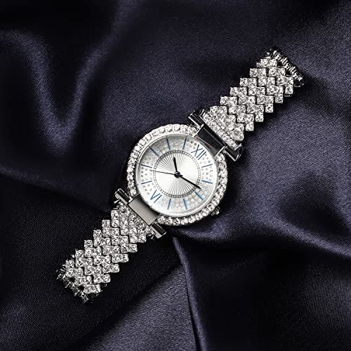 Image of Haute Sauce Women's Embellished Analog Dial with Stainless Steel Strap | Battery Power | Foldover Closure | Quartz Movement | Fashion Wrist Belt Watch for Female and Girls