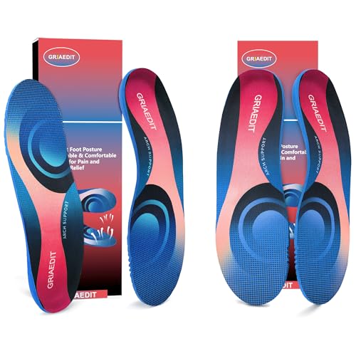 Image of Plantar Fasciitis Insoles for Men Women,High Arch Support for Pain Relief,Inserts Orthotic for Flat Feet Absorbing Inserts Standing All Day, Insoles for Work Boots 2 Pairs M9-9.5 /W11-11.5