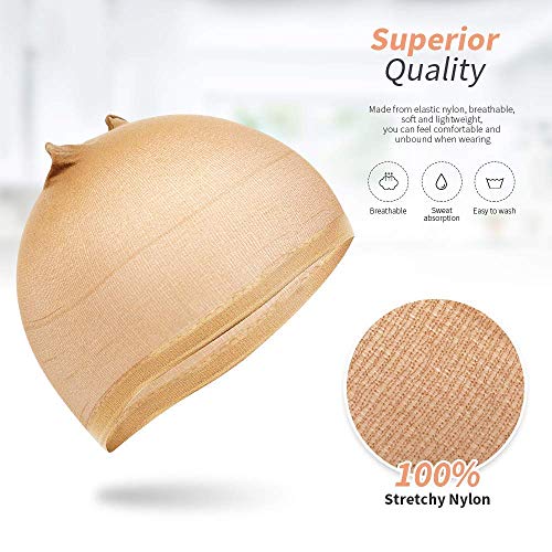 Stocking Wig Caps, DEPHNARSA 24pcs Stretchy Nylon Wig Caps Stocking Caps For Wigs Wig Caps For Women Man (Beige) - Image 3
