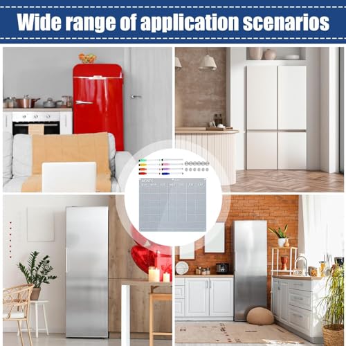 Magnetic Calendar for Refrigerator, Calendar Board for Refrigerator | Reusable Magnetic Wall Calendar - Acrylic Calendar Planner Board, 8 Erasable Markers - Image 5