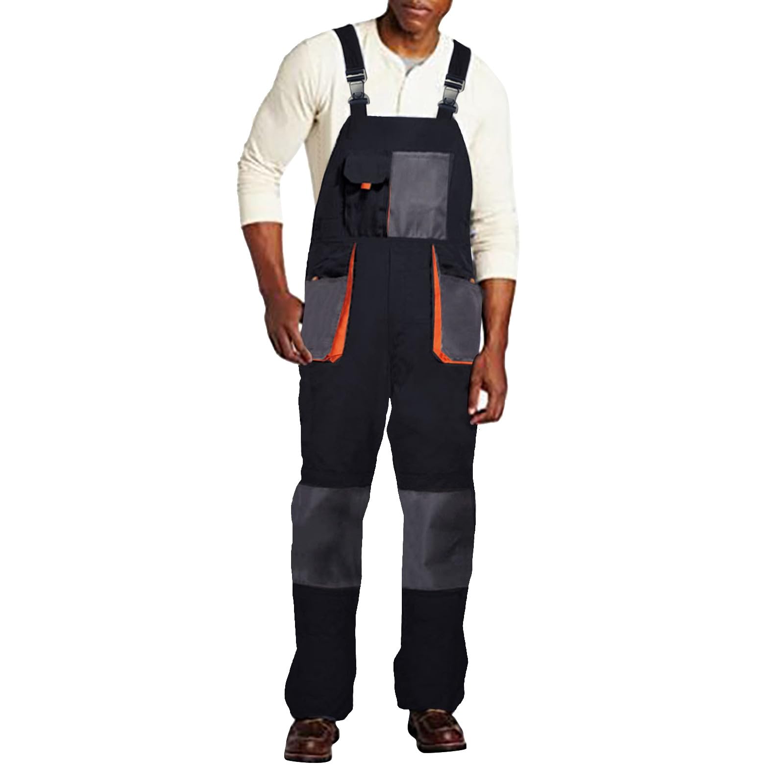 Tirantes para hombre, pantalones de trabajo con botones, elásticos, tallas grandes, pantalones largos, pantalones de peto, pantalones de peto, color negro, peto de trabajo, mono, pantalones cargo,