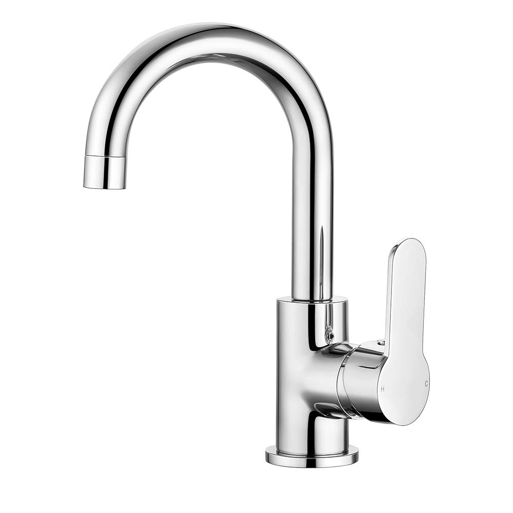 FunimeModern Basin Taps Mixers Bathroom Sink Taps Chrome Brass Single Lever with UK Standard Fittings