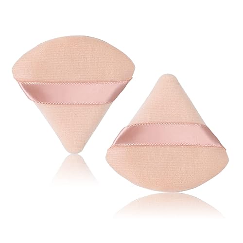 2 piezas triangulares de maquillaje en polvo para cara, polvo corporal, suave triángulo, terciopelo, esponjas, lavable, reutilizable, base de