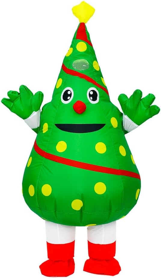 Inflatable Christmas Costume for Adults Funny Blow up Xmas Tree, Snowman, Santa Claus Costume Suit Xmas Outifit