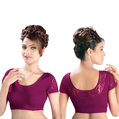 Image of Abhi Half Sleeve Cotton Blouse with Net at Back jmd2224