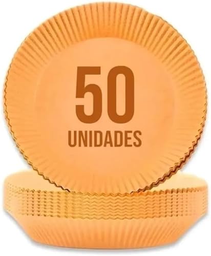 Formas de Papel para Air Fryer – Evita Sujeira e Gordura, Descartáveis, Resistentes ao Calor, Compatível com Forno e Micro-ondas – 50 Unidades